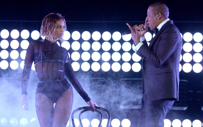 Beyonce and Jay-Z performing on stage
