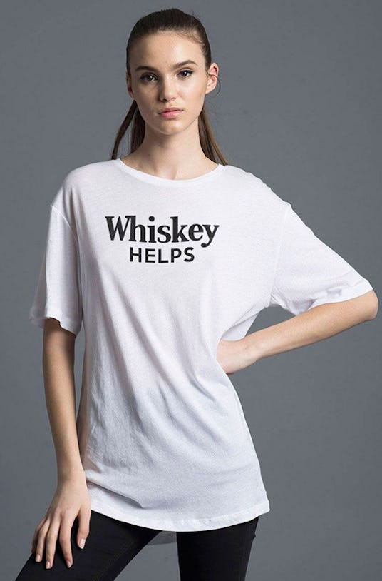 Woman in Kid Dangerous, Whisky Helps Tee and black pants