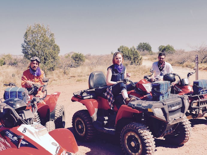 Figs Vision and actress Evan Rachel Wood on ATVs in the desert