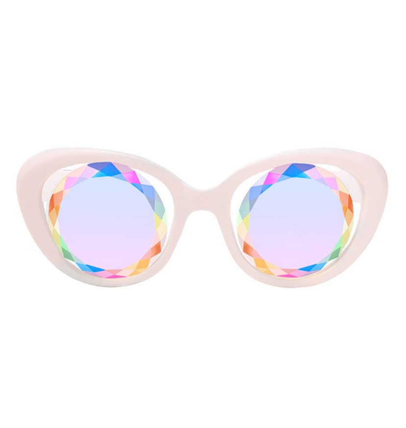 White CYA Sunglasses from H0les Eyewear collection in white with rainbow colored lenses
