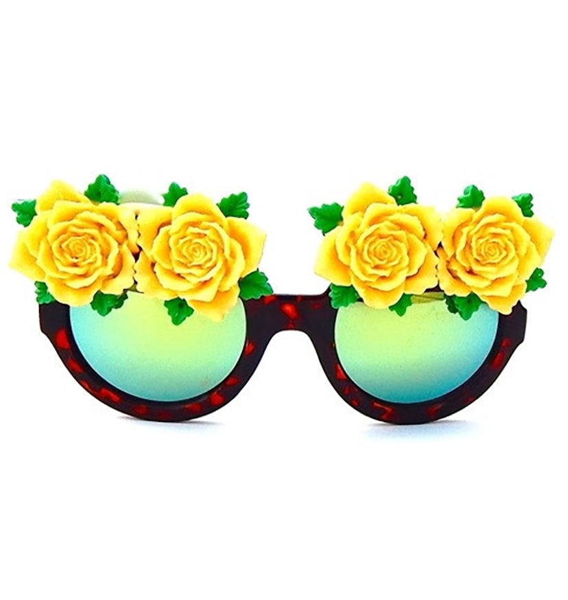 Yellow Rose of Texas Sunnies from Gasoline Glamour collection in brown and black decorated with yell...