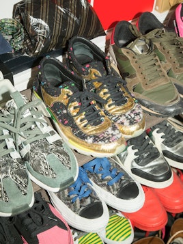Sneaker stash with Missoni, Gucci, Air Max 95, and Adidas Stan Smith shoes