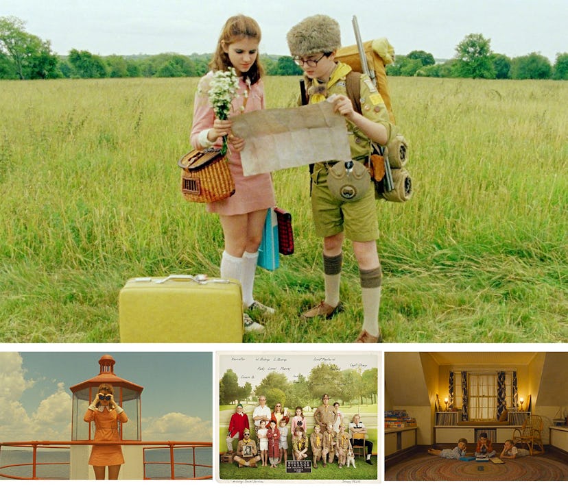 Collage of different scenes from the movie Moonrise Kingdom