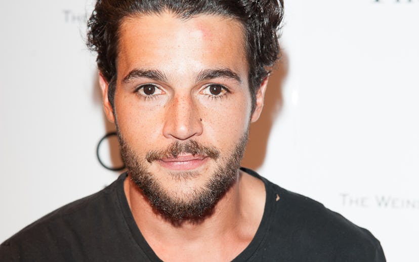 The star of "James White" movie, Chris Abbott in a black shirt