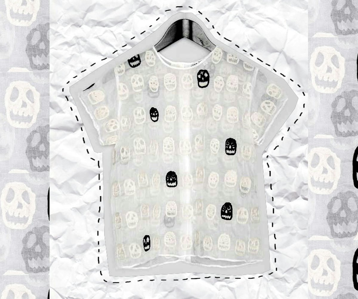 See-through Halloween T-Shirt with a skull pattern