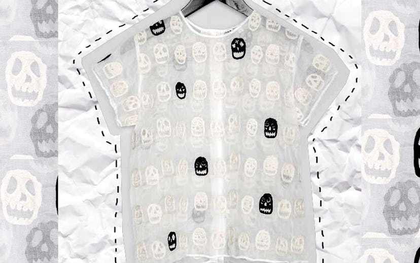 See-through Halloween T-Shirt with a skull pattern