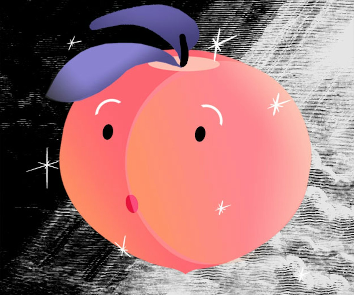Peach with eyes, sexual connotation illustration 