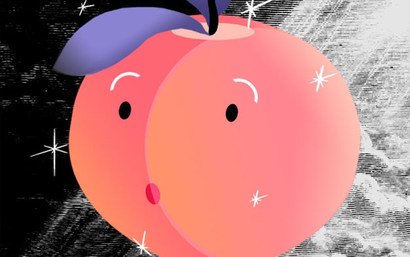 Peach with eyes, sexual connotation illustration