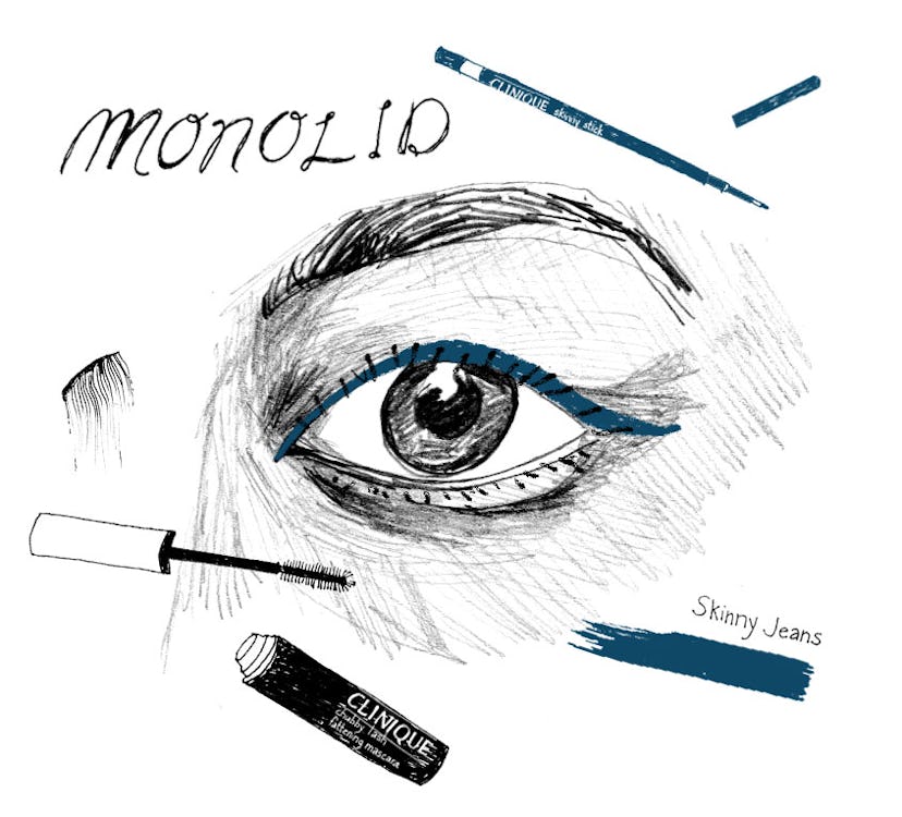 Illustration for a perfect eye look if you have a monolid eye shape, it has thicker eyeliner