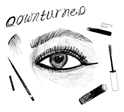 Illustration for a perfect eye look if you have a downturned eye shape, it has a thin line on the ou...