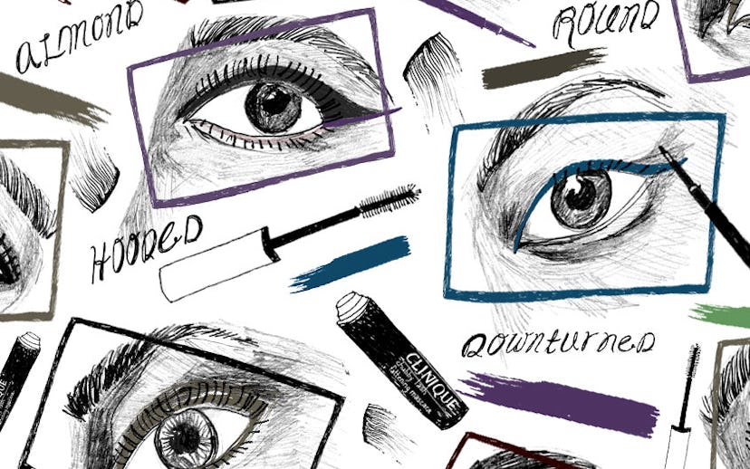 Different eye looks, accentuating eyeliner, mascara, and eyeshadow