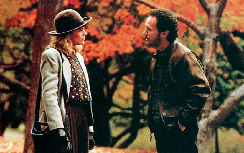 Scene from a romantic fall movie 'When Harry Met Sally'