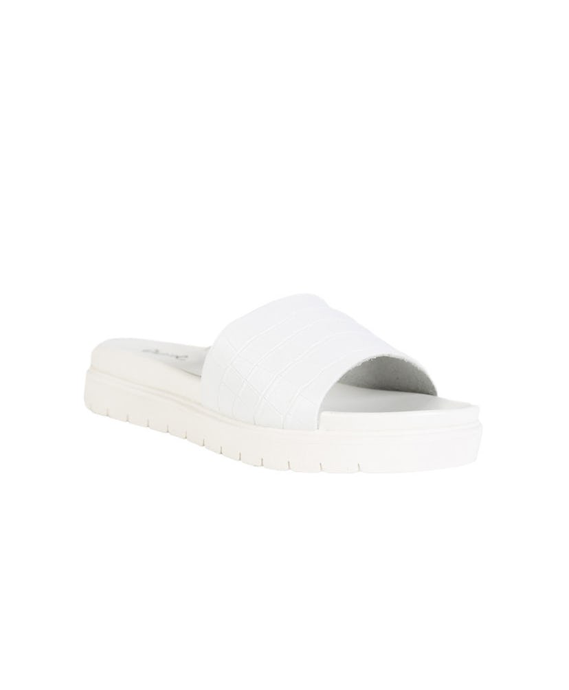 White Croc Slide Sandal loafers in cream