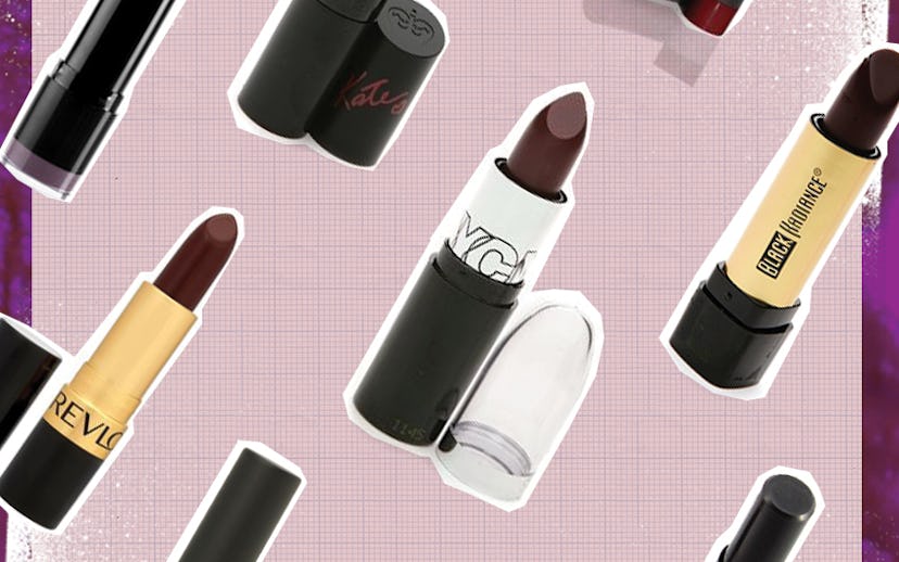 The ten best dark lipsticks for under $5 in a collage