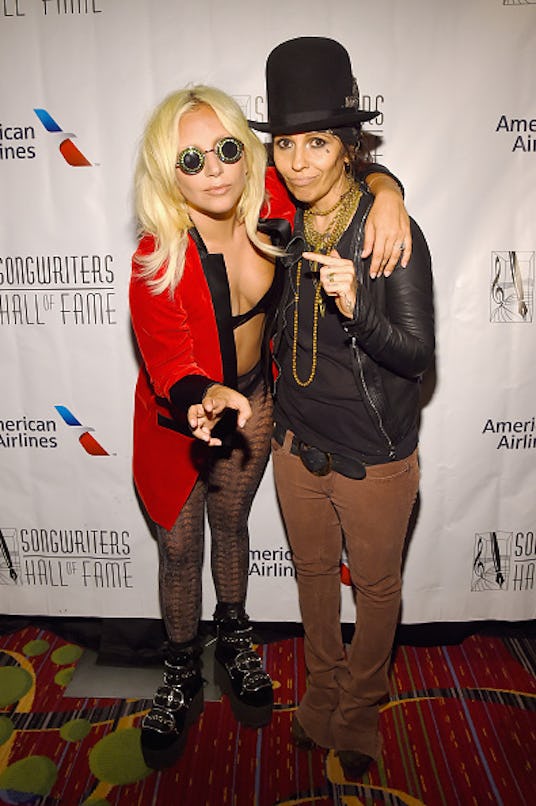 Lady Gaga and inductee Linda Perry posing backstage at the Songwriters Hall Of Fame 46th Annual Indu...