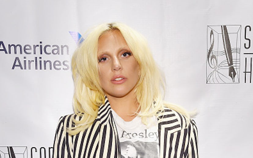 Lady Gaga on the red carpet with her Contemporary Icon Award at the Songwriters Hall Of Fame 46th An...