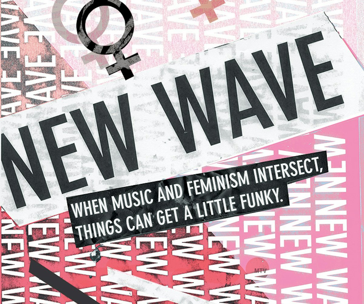 The words New Wave repeatedly appearing on a pink background