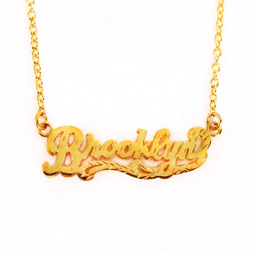 24K Gold Name Necklace Personalized Custom Enamel Rainbow