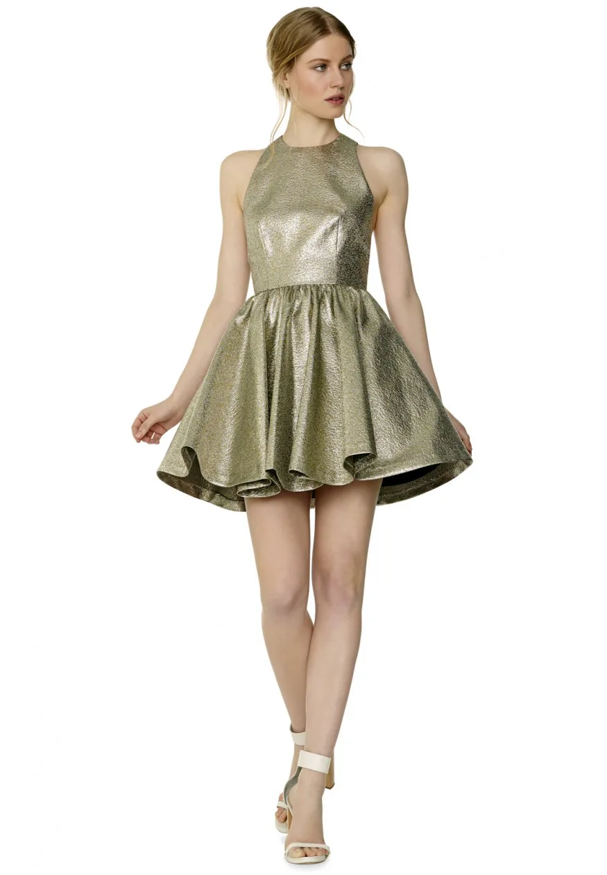 strapless open back dress Neon Green Halter Neck Short Dress