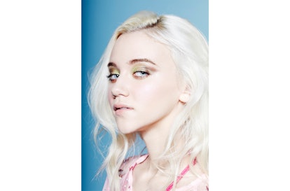 Nina Wisney's look with a "Jem & the Holograms" inspired bright eye makeup
