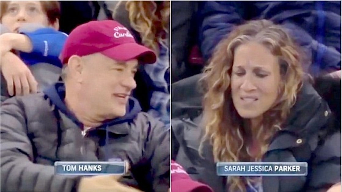 Sarah Jessica Parker multitasks while watching New York Rangers with her son
