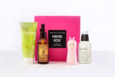 A Korean Beauty Starter Kit from Memebox, that contains four products, a cleansing oil, a cleansing ...