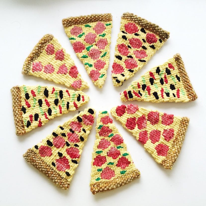 Crocheted pizza slices