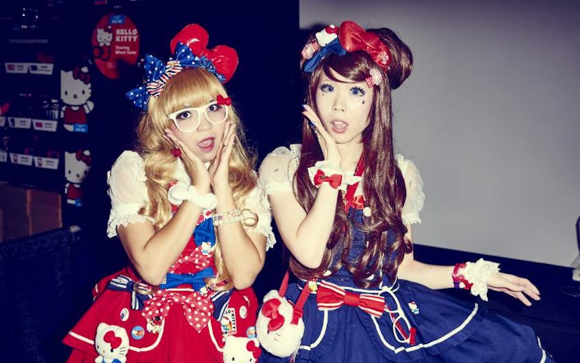 Two young females dressed in Hello Kitty's cutest street style