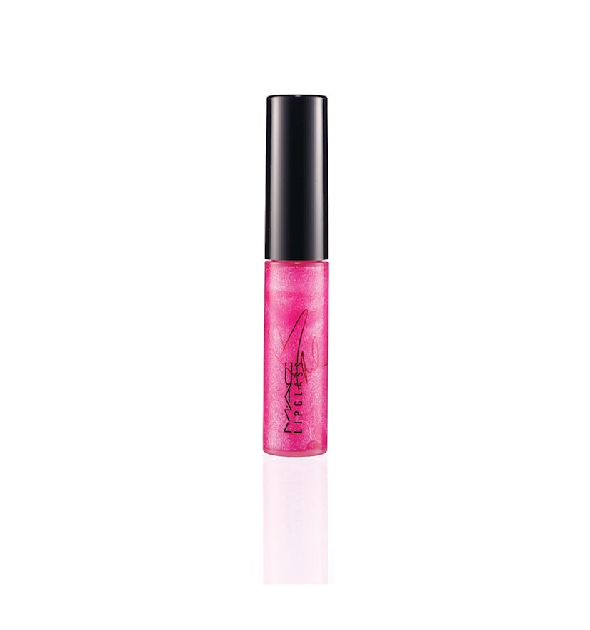 miley's m.a.c  lipgloss with sparkling pearl shimmer