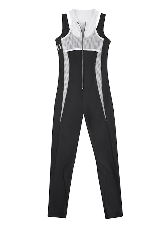 Black and white one piece tracksuit from the Cara Delevingne's DKNY capsule collection