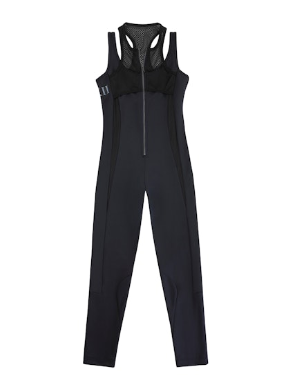 Black one piece tracksuit from the Cara Delevingne's DKNY capsule collection