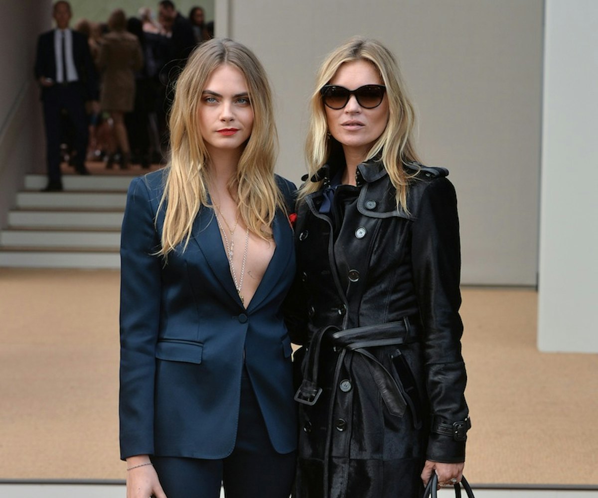 Cara Delevingne and Kate Moss at the London Fashion Week 
