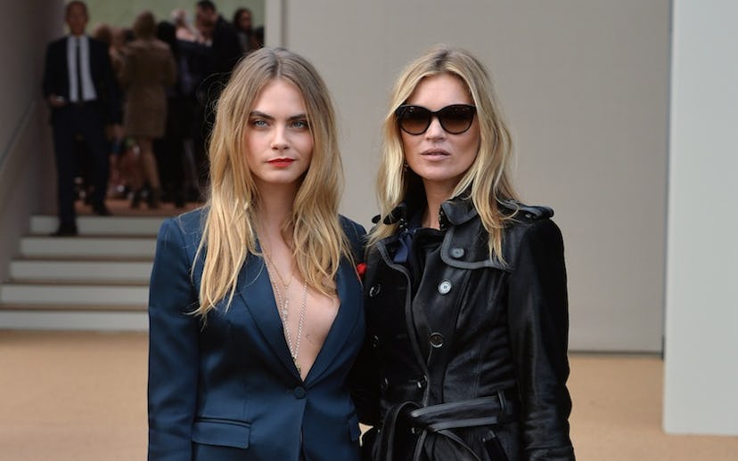 Cara Delevingne and Kate Moss at the London Fashion Week