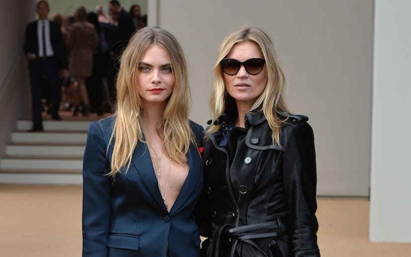 Cara Delevingne and Kate Moss at the London Fashion Week 