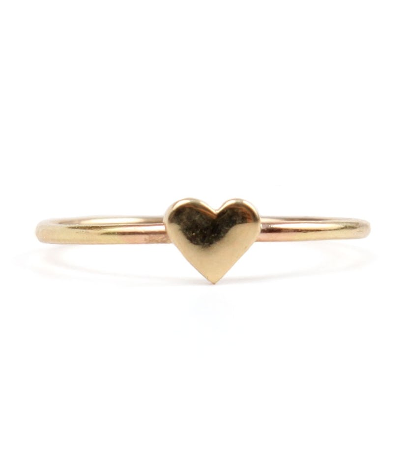 Golden ring with a heart named Heart Ring from Catbird