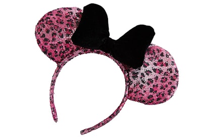 A pink leopard-print Minnie Mouse headband with a black bow from ASOS' new collaboration with Disney