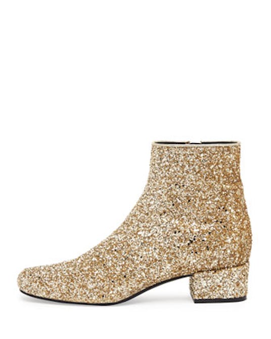 The Saint Laurent Mod Glitter ankle boot in gold  