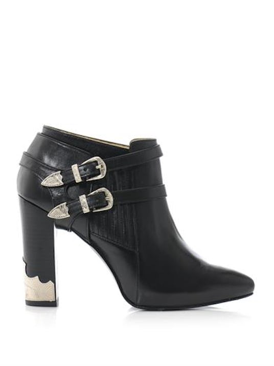 The Toga Pulla Double Buckle high heel ankle boots in black  