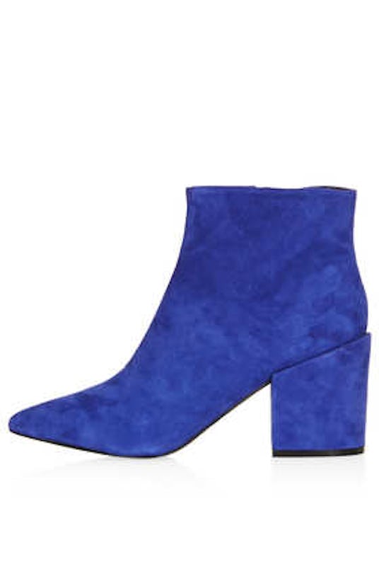 Topshop's Aba pointed ankle boots in blue suede 