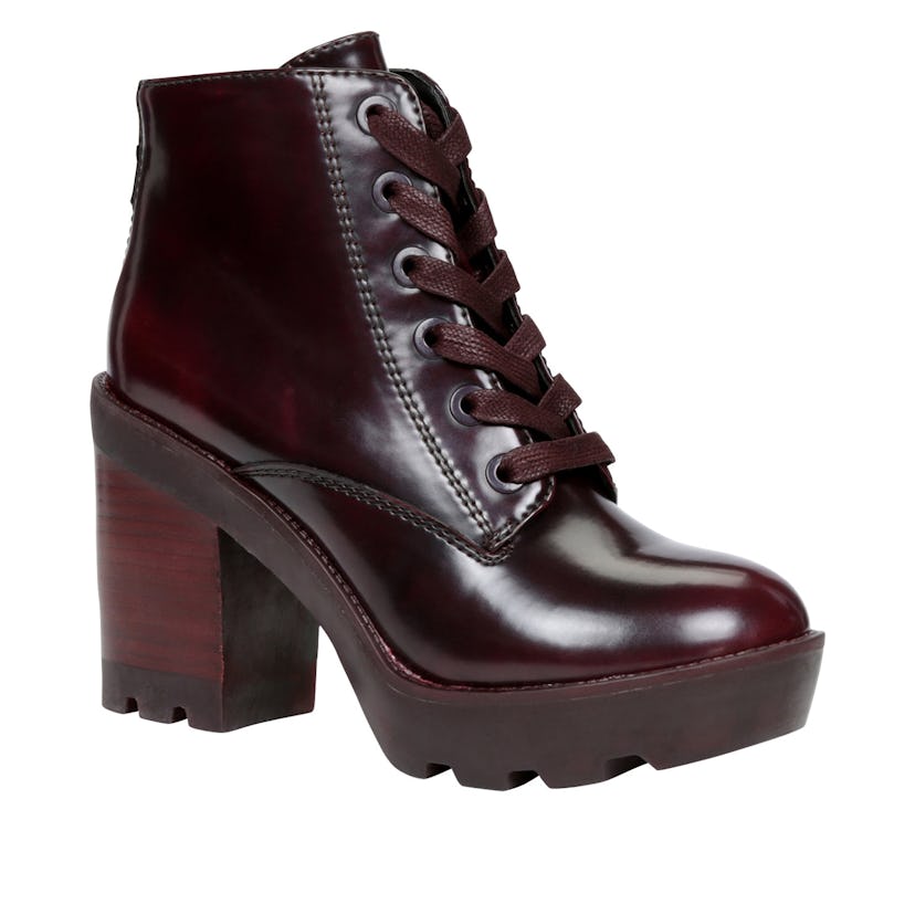Aldo Sirenna's  lace-up ankle boots in maroon 