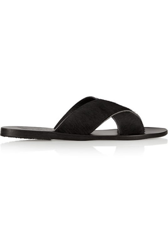 Ancient Greek Thais calf hair sandals in black  