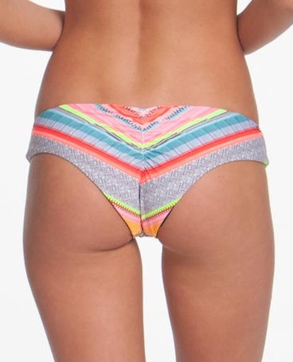 Brazilian bikini bottoms, Rip Curl Tribal Quest Booty Brief, striped with many colors