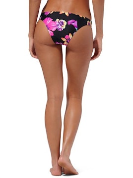 Brazilian bikini bottoms, Roxy Spring Fling Cheeky Brief, vibrant purple flowers print