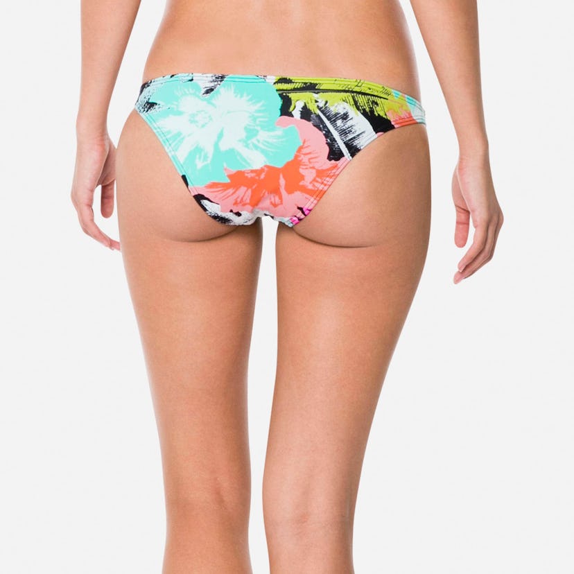Brazilian bikini bottoms, Volcom Night Out Skimpy Bottom, tropical vibrant flowers print