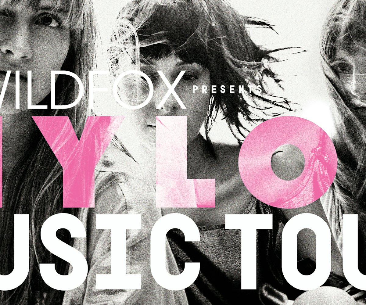Three women in a black and white photo for the Nylon Music Tour 2014 