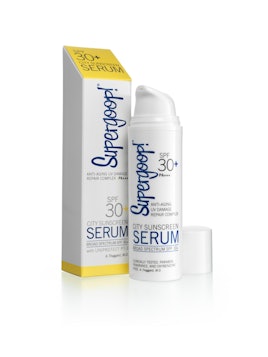 Supergoop Anti-Aging City Sunscreen Serum SPF 30, bottle and package