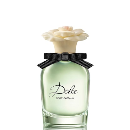 Green bottle of perfume called "Dolce", by Dolce and Gabbana