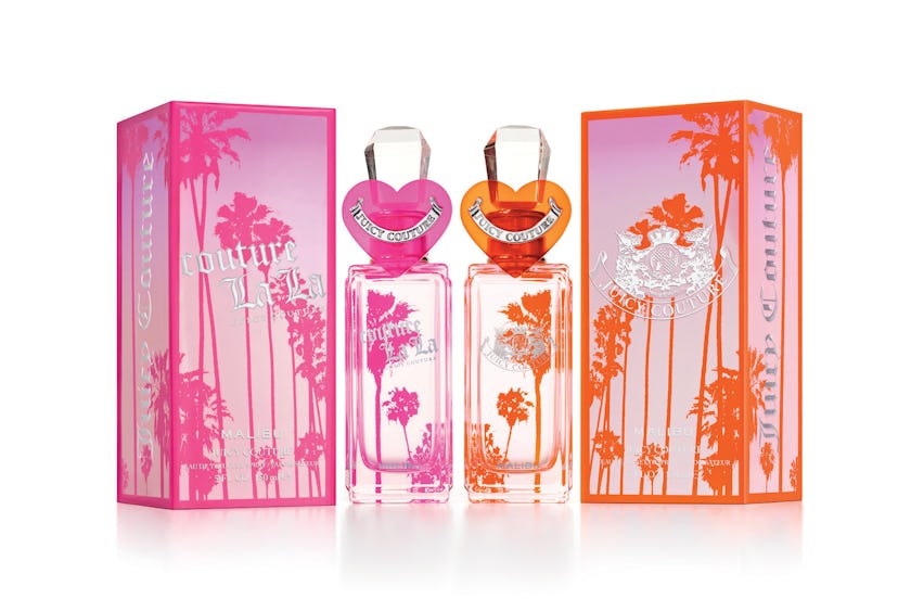Two pink and orange perfumes: Couture Lala and Juicy Couture 