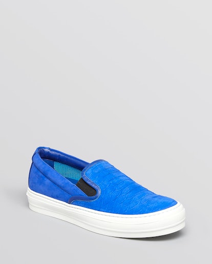 Bright blue Salvatore Ferragamo Slip ON sneaker with white soles