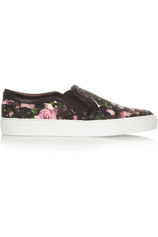 Black Givenchy skate shoes with floral print and black leather 